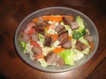 Salad with leftover steak.